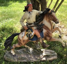 Indianer große Indianerfigur auf galoppierendem Pferd Mustang Wild West, Top!
