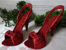 2 Christbaumkugeln--Glitter Pumps/High Heels--rot-Kugel--Baumschmuck-ca. 10,5 cm