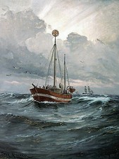 The lightship at Skagen Reef Carl Locher Dänemark Licht Meer Schiff B A3 00987