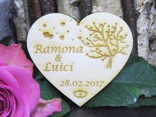 Hochzeitsherzen mit Gravur und Magnet, 8 cm Herzbaum personalisiert Hochzeit