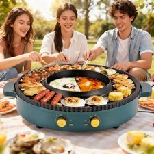 Hot Pot und Tischgrill Elektrisch Hotpot Topf Elektrogrill 2 in 1 für 4 Personen