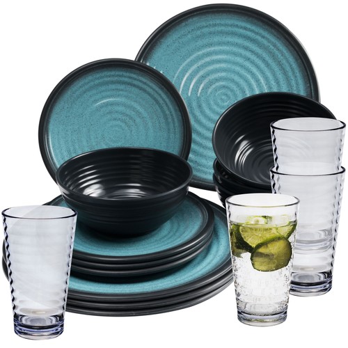 Melamin geschirr set blau - blau, 4