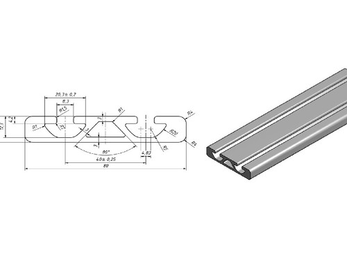 Aluminium montageprofil x - aluminium, 80