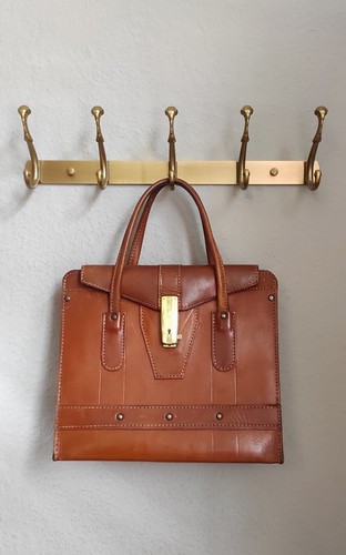 Vintage leder handtasche - leder, braun