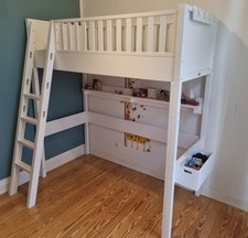 Bopita Hochbett XL 90x200 mit Treppe Nordic Weiß inkl. Hängekiste und Garderobe