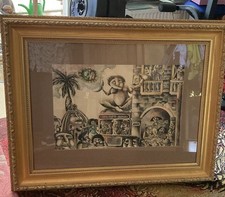 Ricardo Reyes ( Richar) Surrealist  Modern Art Cuba Gemälde mit Rahmen