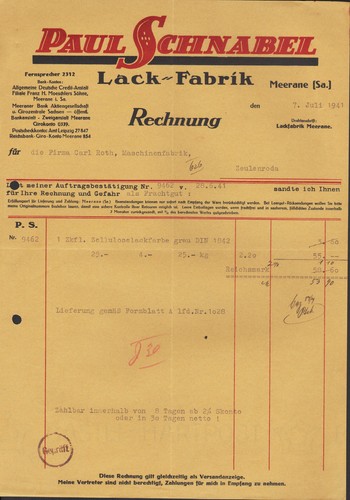 Meerane rechnung 1941 - meerane,,