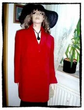 Blazer lang Mantel Gehrock rot waschbar Gr 44 - 46