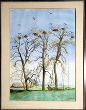 Barthel Gilles (1891-1977, Neue Sachlichkeit): Landschaft im Vorfrühling