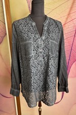 Taifun Separates Spitzen Bluse in Gr.46 Blau mit Stone Waschung Neu