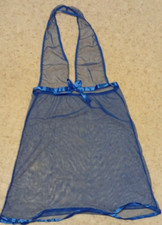 Negligee, Neckholder sexy transparent in Blau - Größe L - Länge 78 cm