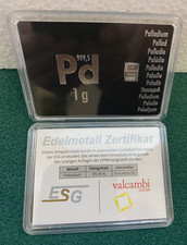 1g Palladiumbarren in Schaubox