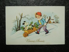 Alte AK , Kind mit Schubkarre