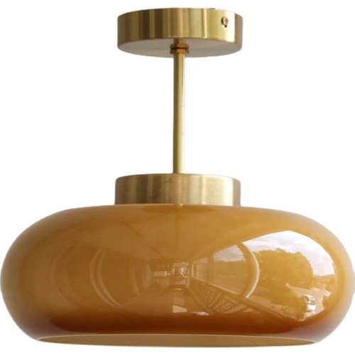Vintage brass yellow glass - brass,