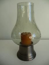 Windlicht Kerzenhalter Zinn mit Rauchglas