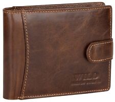 RFID echt Leder Portemonnaie Geldbörse Riegelbörsel Herren  Querformat Braun