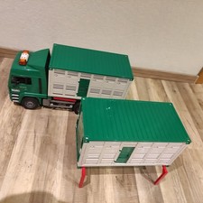 Bruder LKW , Sirene Warnblinkanlage, Scania m. Wechselbrücke, m. Schleich 