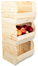 3er Set Küchenregal 40x33x30 cm in natur Gemüsekiste Hokzkiste Obstkiste