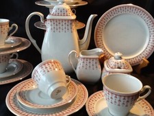 edles Scherzer Porzellan Blumen Lilien Goldrand Kaffeeservice für 6 Pers NEUWARE