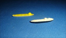 Miniatur Plastik Modell Schiffe von " Sanella " 50/60er Jahre Margarinefiguren