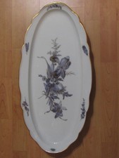 riesige Platte Meissen Meissner Porzellan 62 x 31cm, 1. Wahl, blaue Blume, Gold