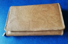 schönes Portemonnaie Geldbörse weiches Leder hellbraun Handarbeit viele Fächer