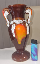 Vase braun orange weiß -Amphore- Henkelvase - Keramik Vase Fat Lava