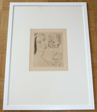 Heinrich NAUEN Mutter und Kind Radierung 1919 Rahmen 50 x 70 cm