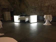 Bar Mobile Theke, Beleuchtet, Weiß, inkl. Transportwagen