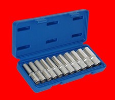 10-tlg Lange 1/2" Stecknuss Satz 6-Kant Nuss Steckschlüssel Set 10 -24mm CD 1009