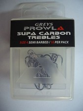 Greys Prowla Supa Carbon Trebles, Größe 4, 10 Stück, top Drillingshaken