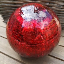 Wetterfest Glas Kugel Frost rot Antik Garten Craque 15cm Dekokugel Glaskugel