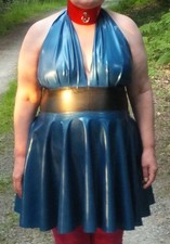 Latex Neckholder Blaumetallig/