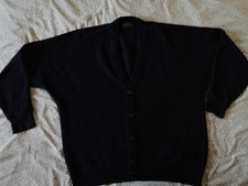 Carlo Colucci Herren Strickjacke, Gr. 56, Blau/Schwarz, Baumwolle, Polyacryl