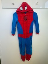Spiderman Anzug Kapuze Schlafanzug Fleece blau rot 122 Jungen