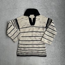 ARAN Damen Vintage Pullover Gr. S 100% WOLLE Strick 80er Sweater A16113 Beige