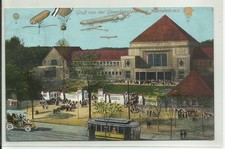 Zukunft AK Allenstein Gewerbe Ausstellung Zeppelin Straßenbahn Auto 1910