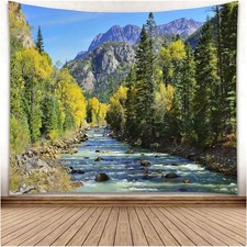 Wandteppich Natur Wald Berge Grün 230x180 cm Dekoration Wohnzimmer Schlafzimmer