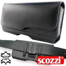 SCOZZI® Handy Gürteltasche Echt Leder Quer Universal Gürtel Clip Tasche Etui
