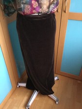 Samtrock, 100% Baumwolle, lang, dunkelbraun, durchgehend abgefüttert, Größe 44 