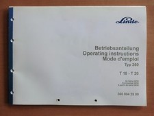 Betriebsanleitung LINDE Elektro Deichsel Hubwagen T18 T20 Typ 360 E-Stapler 