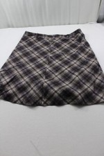 Markenlos Rock Lila Grau Schwarz Braun Kariert Sehr gut #D4448