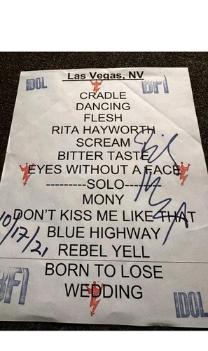 Billy idol setlist signed - setlist,