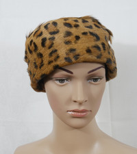 100% ECHTER PELZ Damen Traumhafte Mütze Hut Leoparden Look TOP!