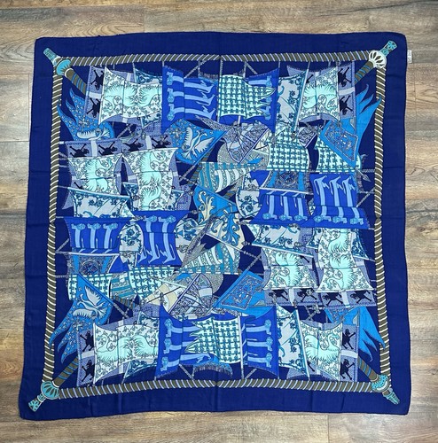 Hermes blue silk - &, cashmere