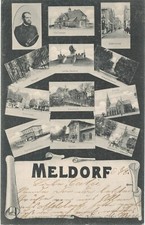 alte AK Meldorf 1904, Süderstrasse, Bahnhof, Gymnasium, Villa Frenssen, Denkmal