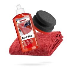 AutoHand Politur Set SONAX Bunt und Metalliclacke 250ml Polierschwamm Mikrofaser