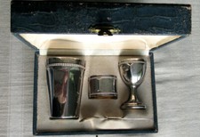 ALTES TAUFSET - BECHER - LÖFFEL - SILVER PLATED - ALPACA - KIRCHE