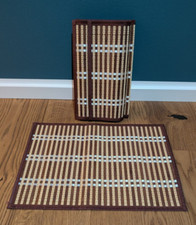 4 Tischsets Platzdeckchen neu Bast braun beige silber gestreift