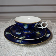 Porzellan Sammeltasse Sammelgedeck Tasse Untertasse Kuchenteller Echt Kobalt